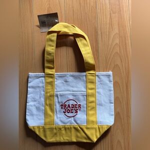 Trader Joe's White and Yellow Tote Bag